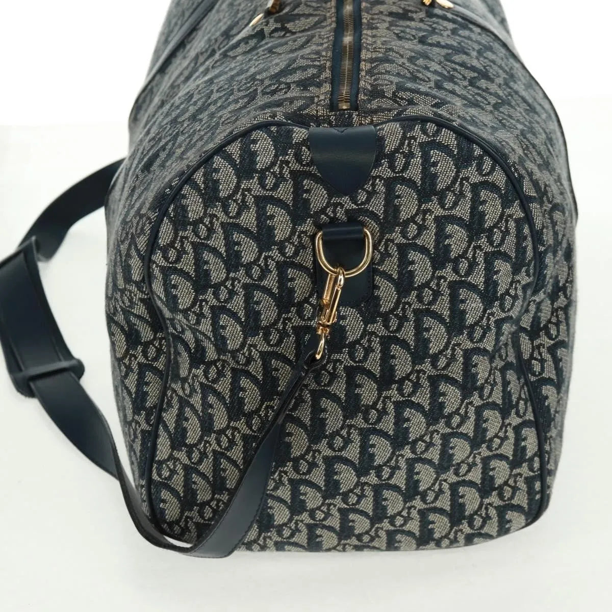 Christian Dior Vintage Trotter Boston Diorissimo Canvas Navy Canvas Handbag (Pre-Owned)