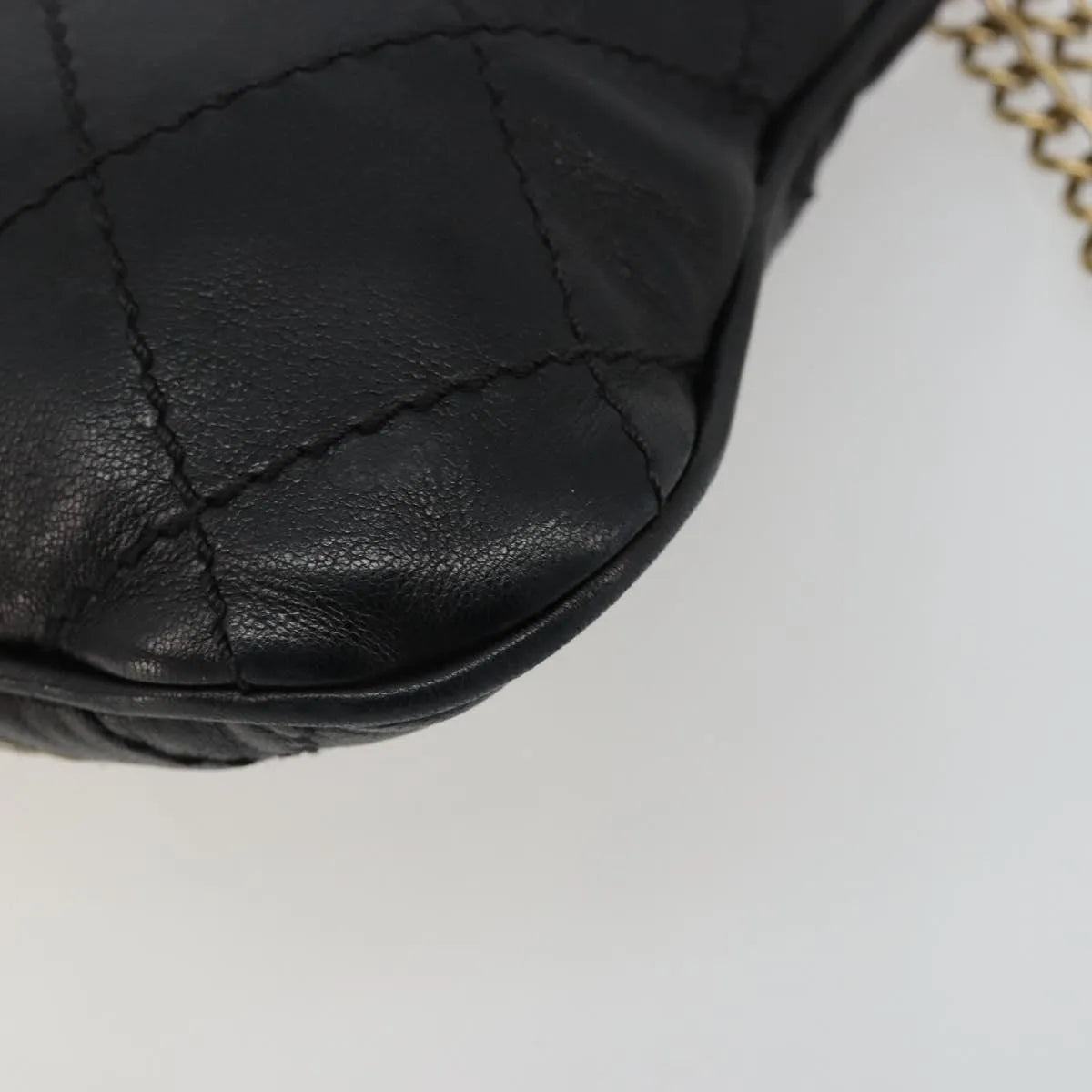 Chanel Chain Tote Leather Black Leather Shoulder Bag Bag (Pre-Owned)