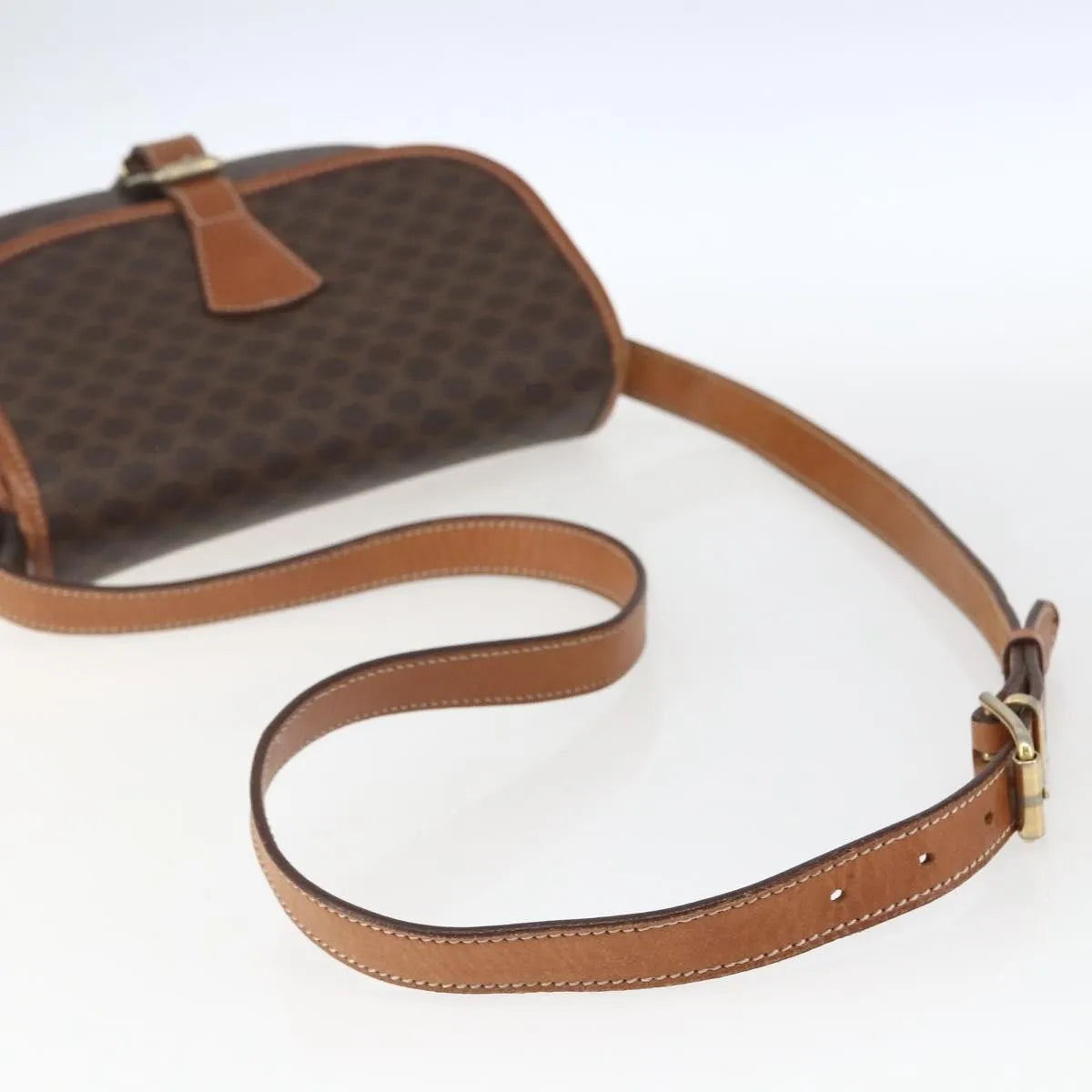 Celine Vintage Macadam Canvas And Leather Brown Canvas Shoulder Bag Bag (Pre-Owned)