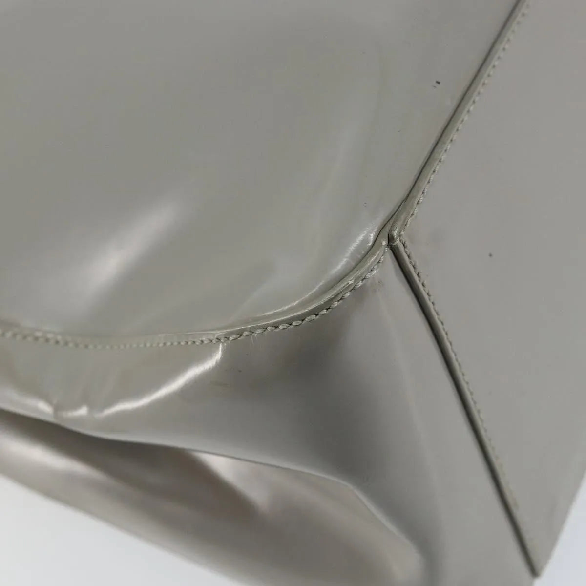 Prada Resin Handle Tote Patent Leather Gray Patent_Leather Tote Bag Bag (Pre-Owned)