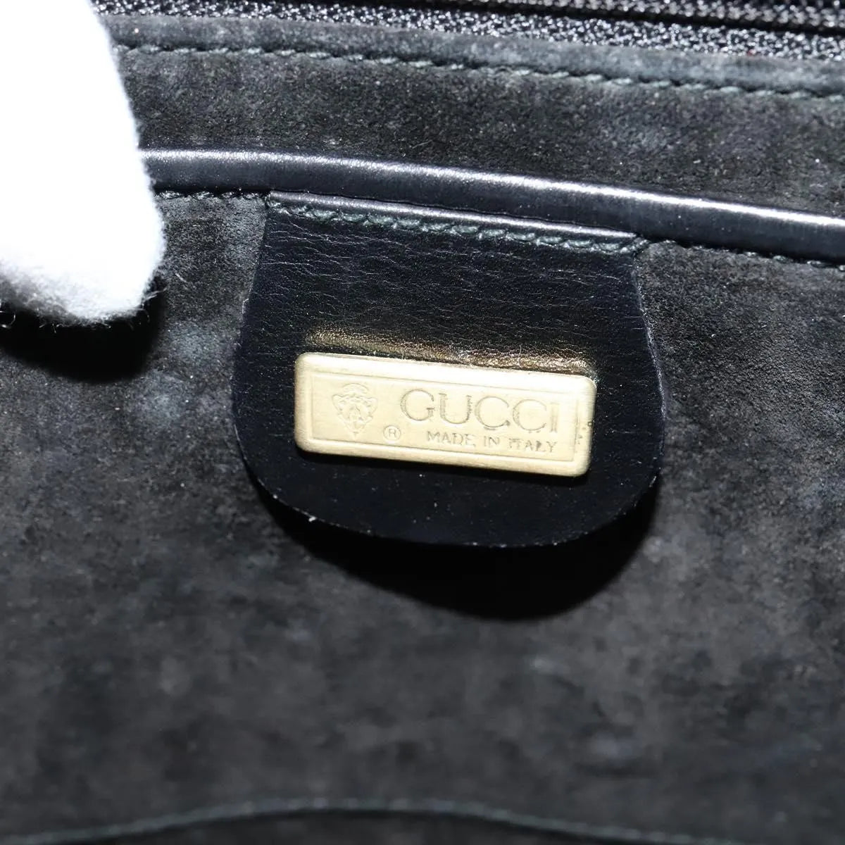 Gucci Vintage Flat Messenger Nylon And Leather Black Leather Shoulder Bag Bag (Pre-Owned)