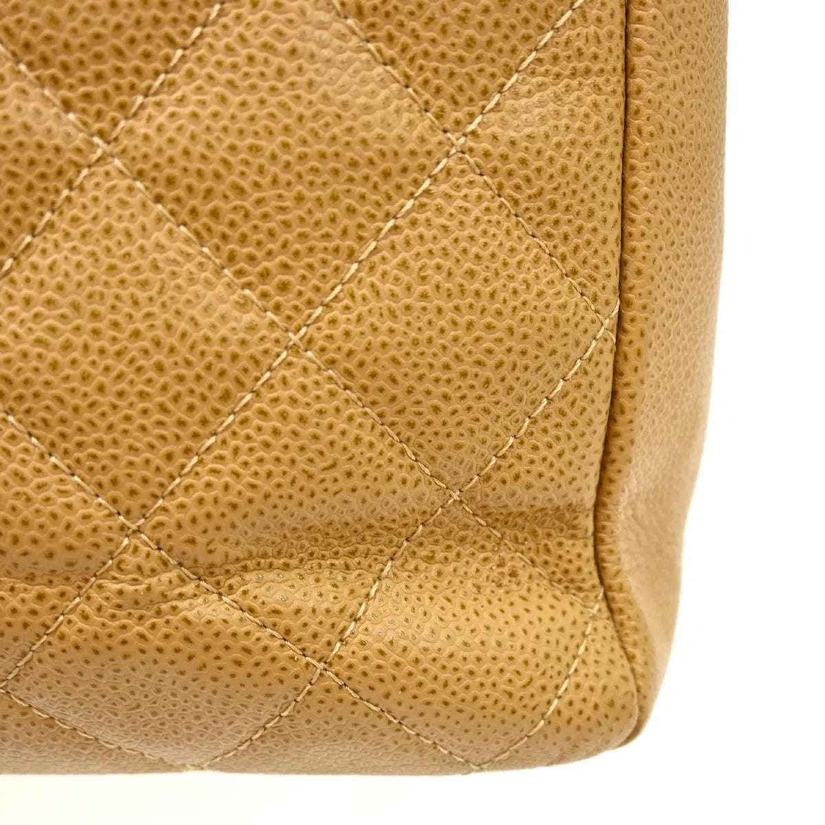 Chanel Grand Shopping Tote Quilted Caviar Beige Calfskin Tote Bag Bag (Pre-Owned)