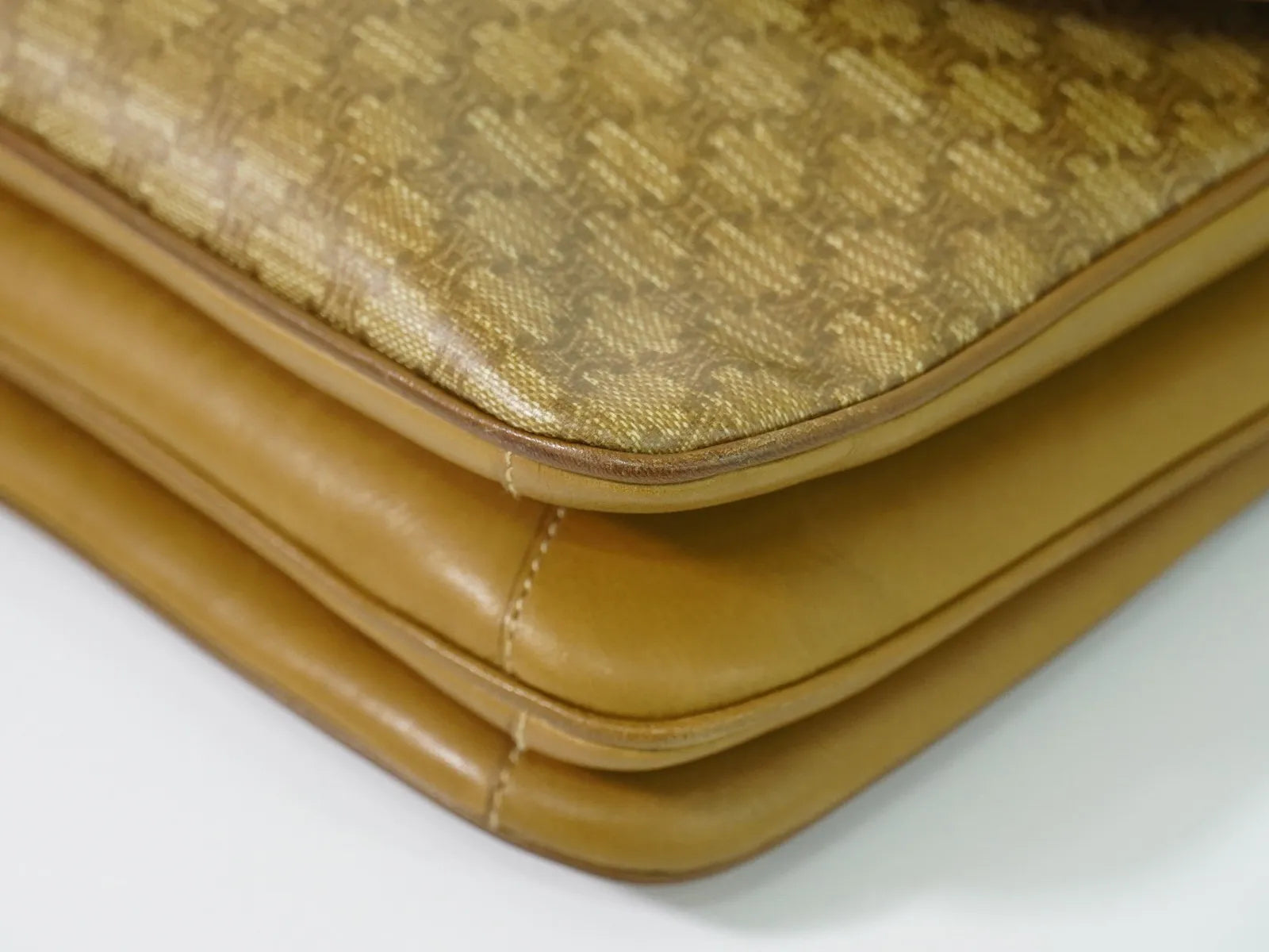 Celine Vintage Macadam Canvas And Leather Beige Canvas Shoulder Bag Bag (Pre-Owned)