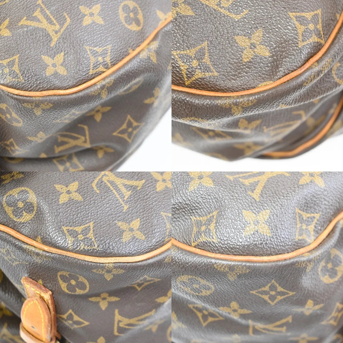 Louis Vuitton Saumur Monogram Brown Leather Shoulder Bag Bag (Pre-Owned)