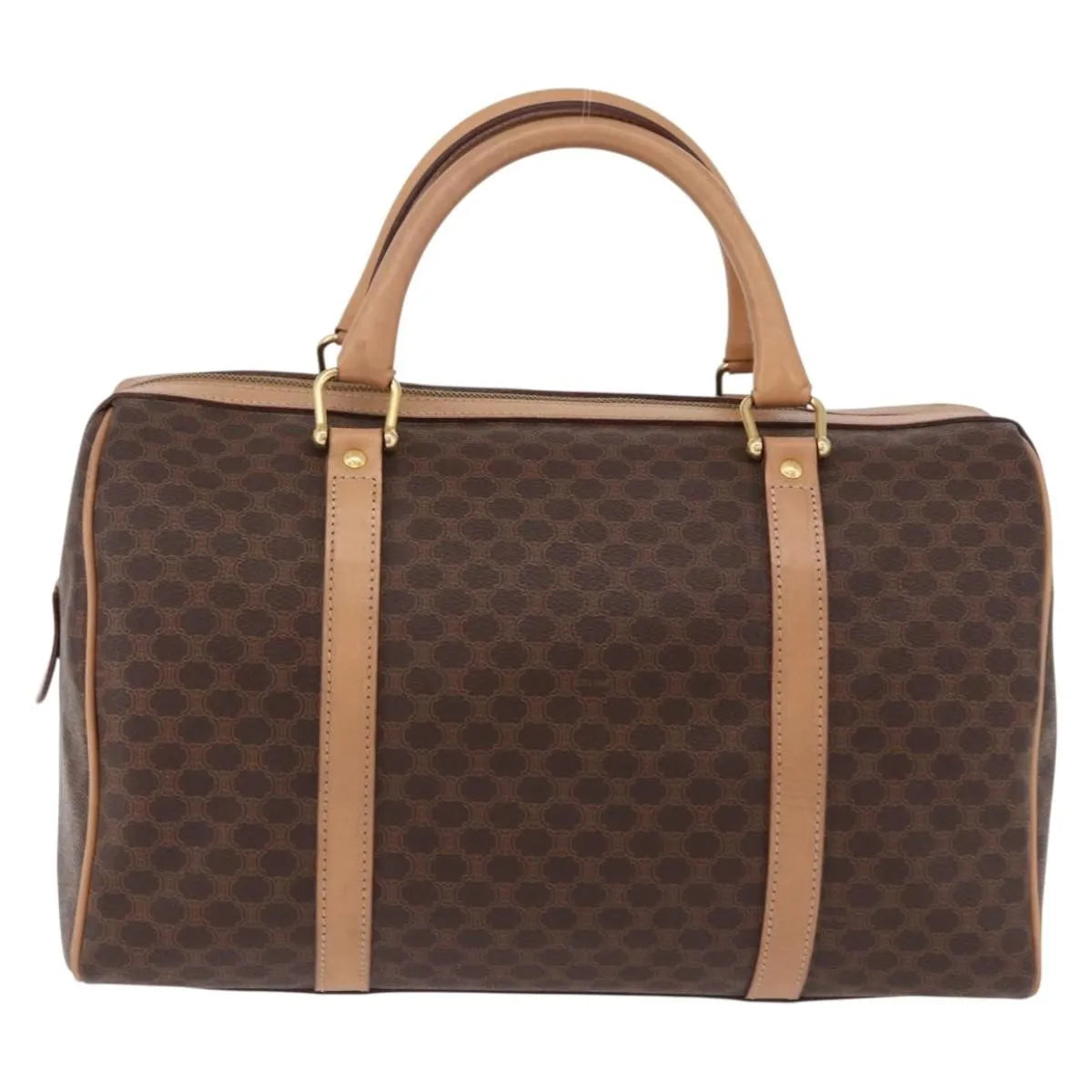 Celine Vintage Macadam Boston Canvas And Leather Brown Pvc Handbag (Pre-Owned)