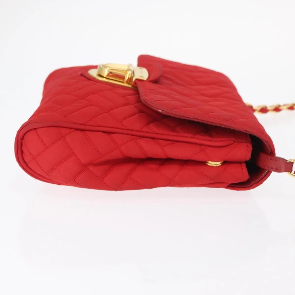 Prada Pushlock Chain Flap Quilted Tessuto Red Nylon Shoulder Bag Bag (Pre-Owned)