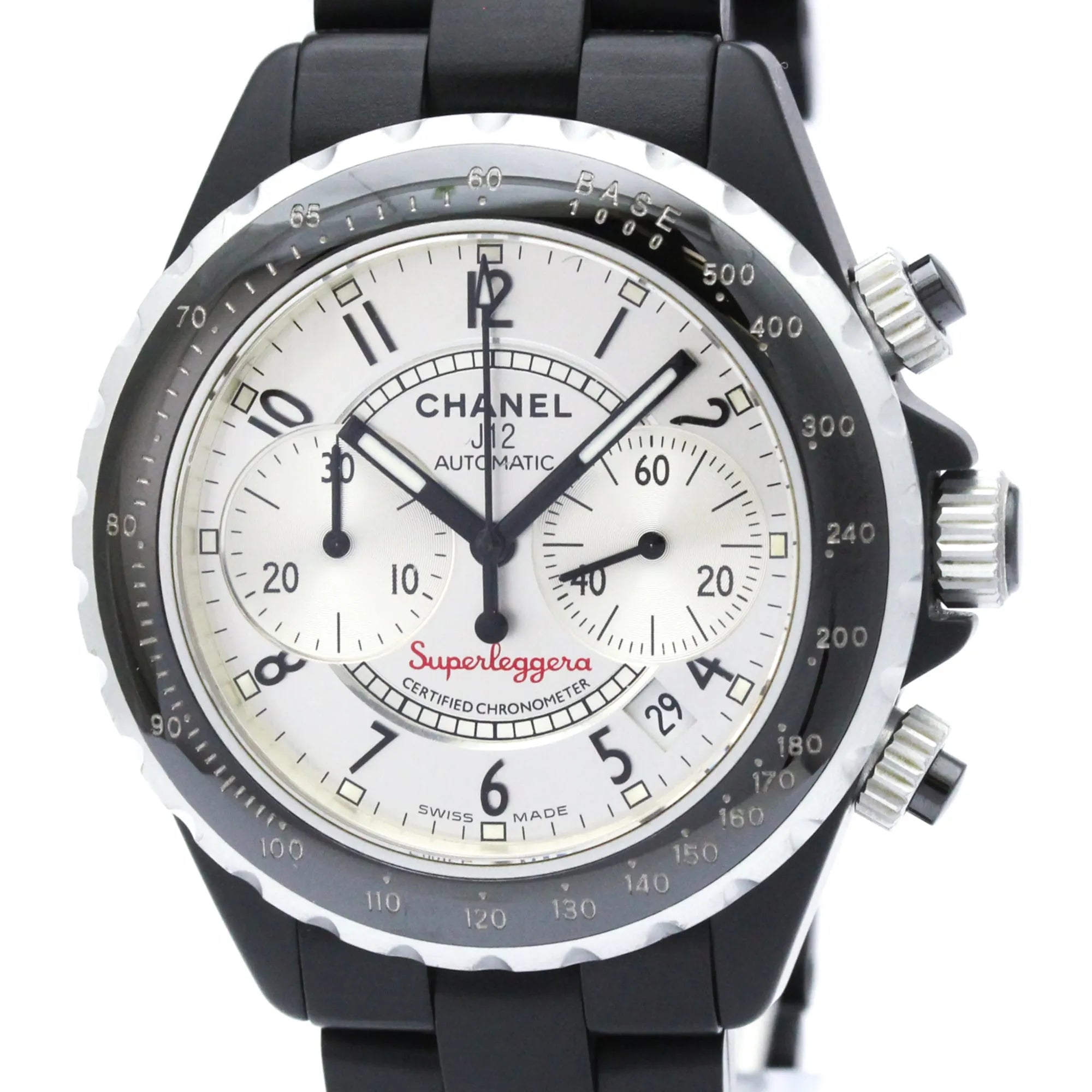Chanel J12 Chronograph Automatic Ceramic And Stainless Steel Watch (Pre-Owned)