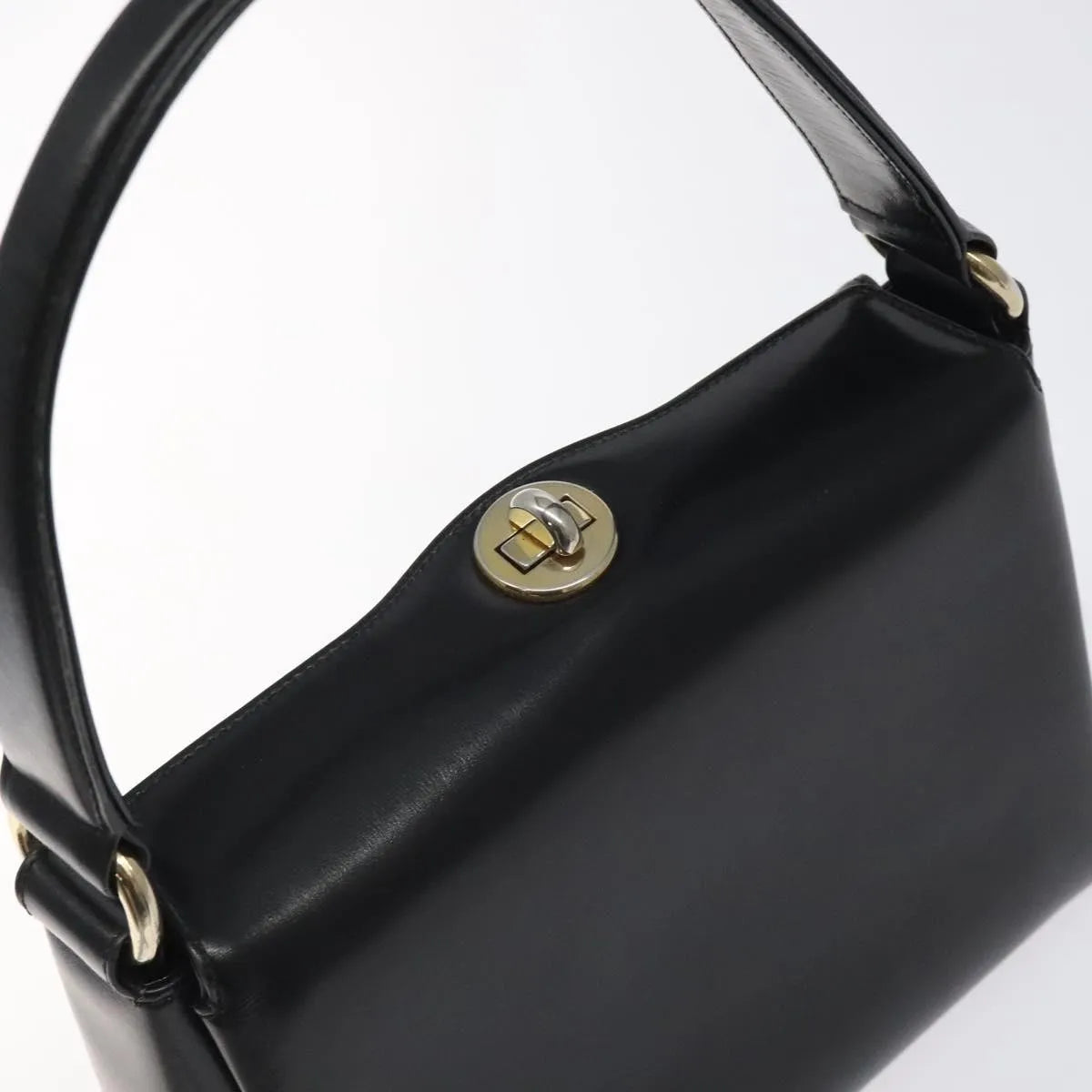 Gucci Vintage Convertible Box Leather Black Leather Handbag (Pre-Owned)