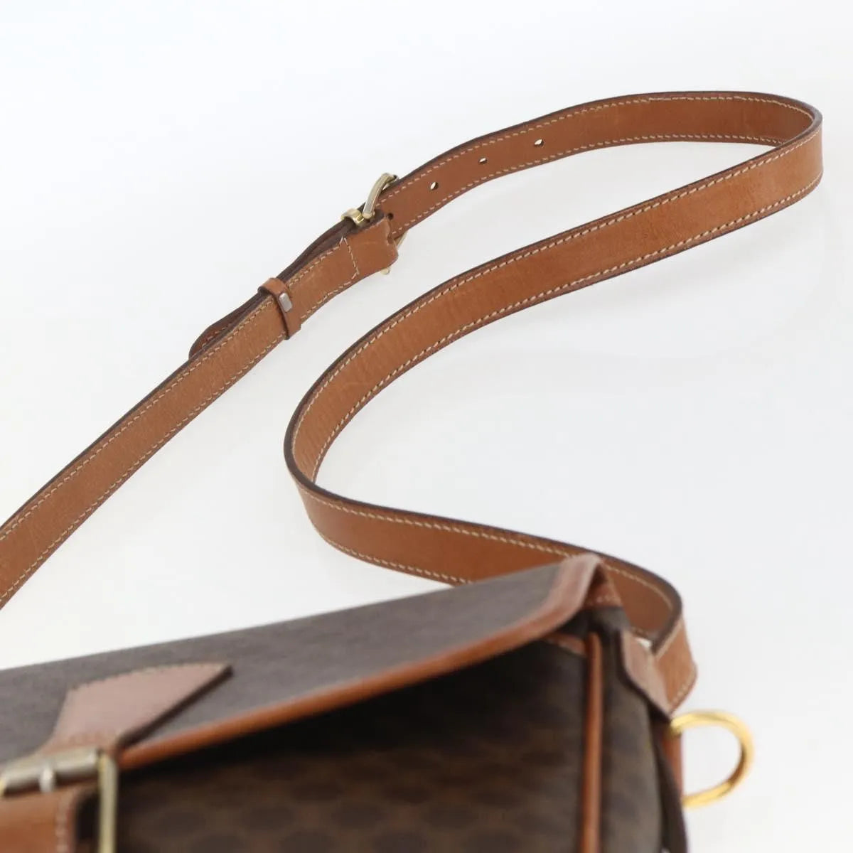 Celine Vintage Macadam Canvas And Leather Brown Canvas Shoulder Bag Bag (Pre-Owned)