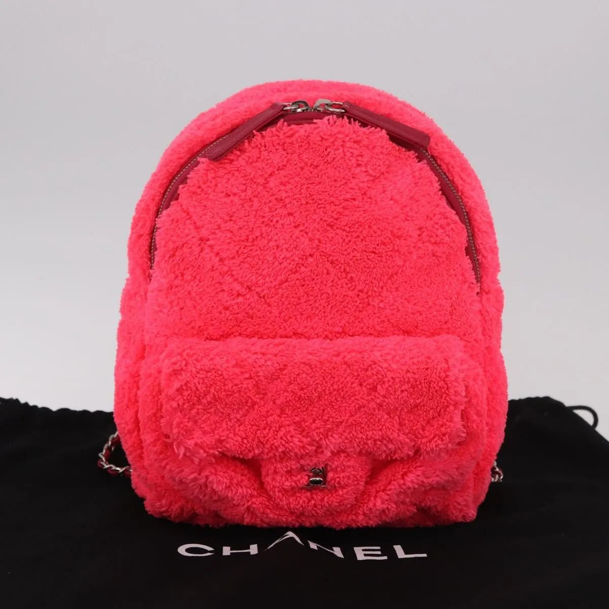 Chanel Coco Beach Quilted Terry Cloth Pink Cotton Backpack Bag (Pre-Owned)