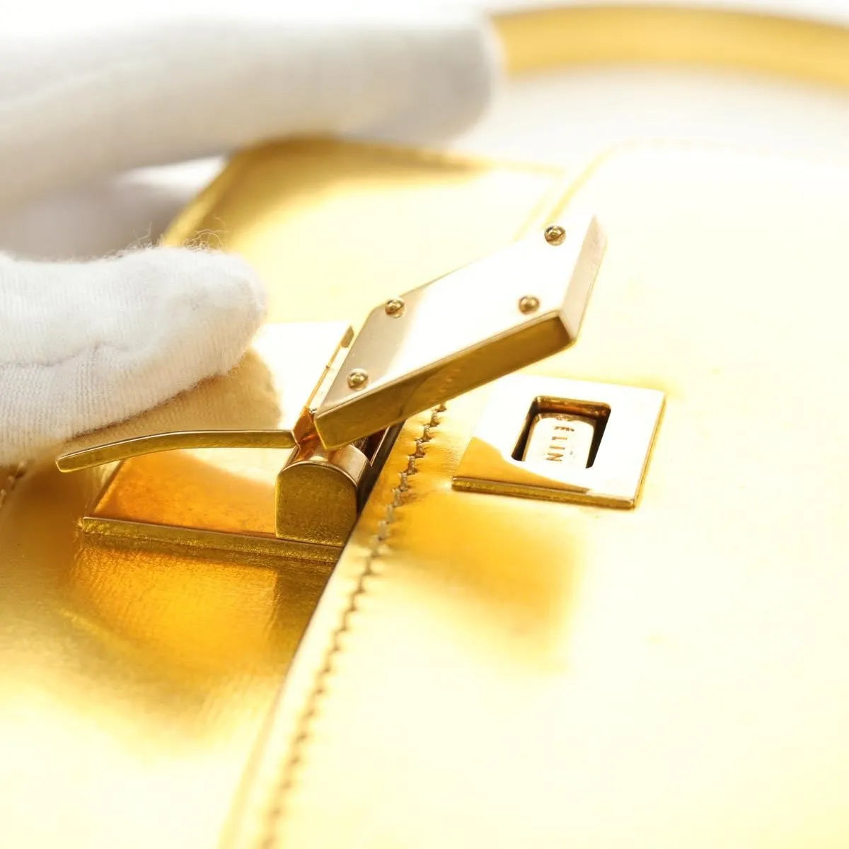 Celine Flap Shoulder Leather Gold Leather Shoulder Bag Bag (Pre-Owned)