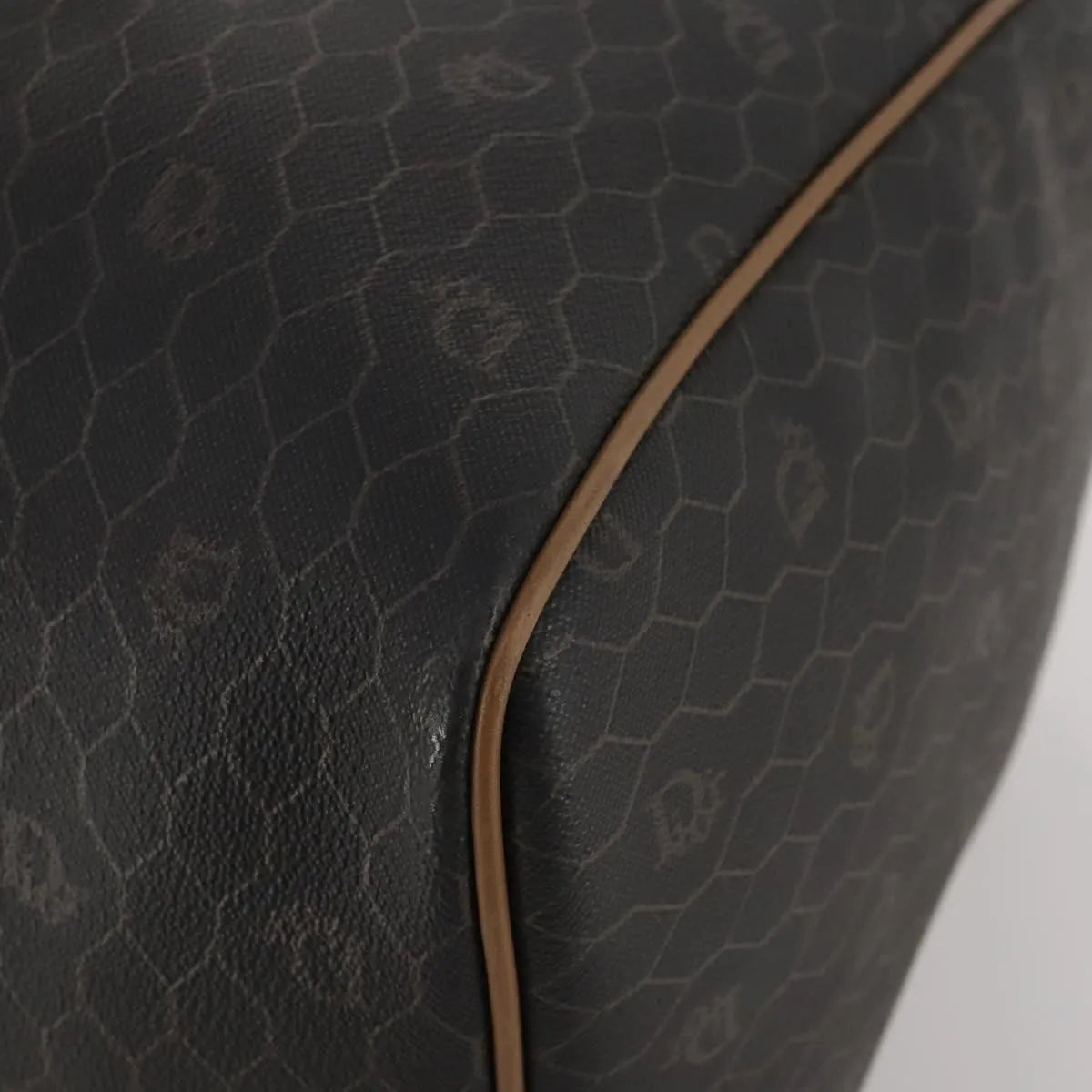 Christian Dior Vintage Honeycomb Boston Canvas And Leather Black Canvas Travel Bag Bag (Pre-Owned)