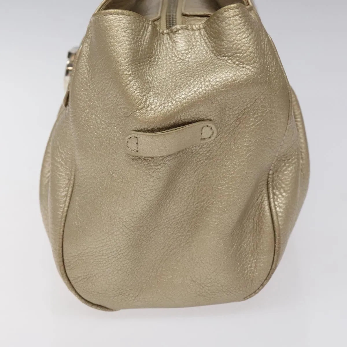 Salvatore Ferragamo Gancini Zip Tote Leather Gold Leather Handbag (Pre-Owned)