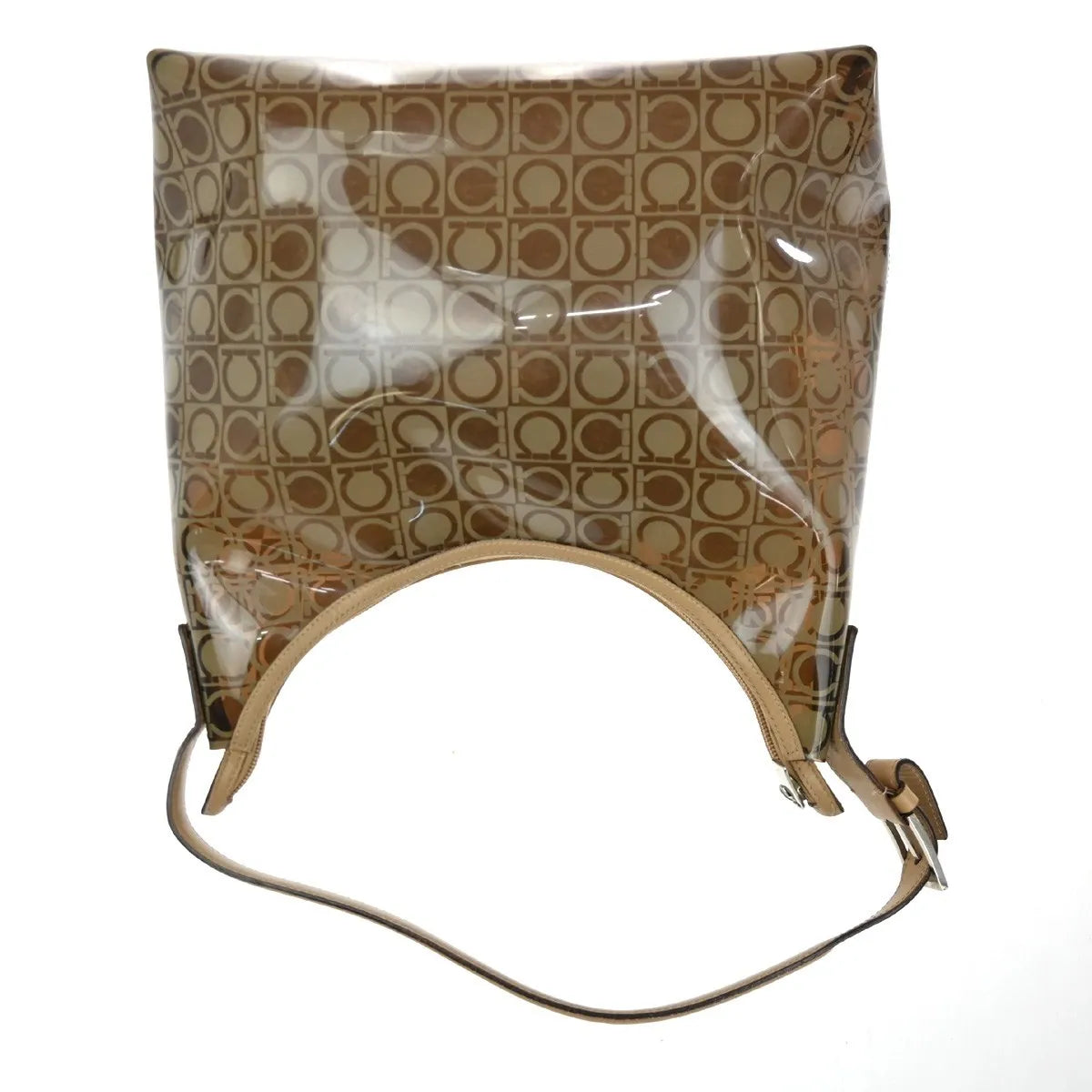 Salvatore Ferragamo Gancini Vinyl Brown Plastic Shoulder Bag Bag (Pre-Owned)