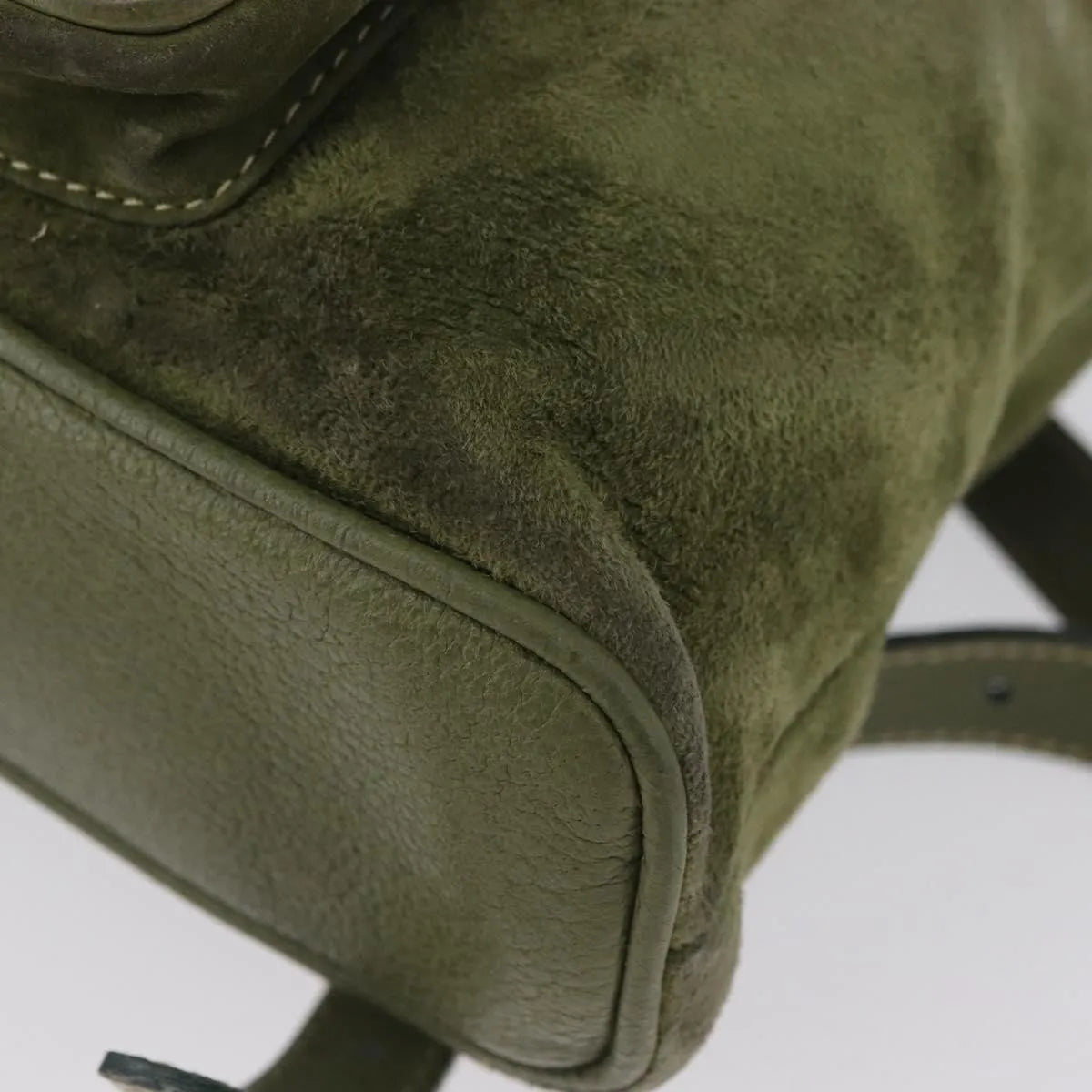 Gucci Gucci Bamboo Daim Khaki Leather Backpack Bag (Pre-Owned)