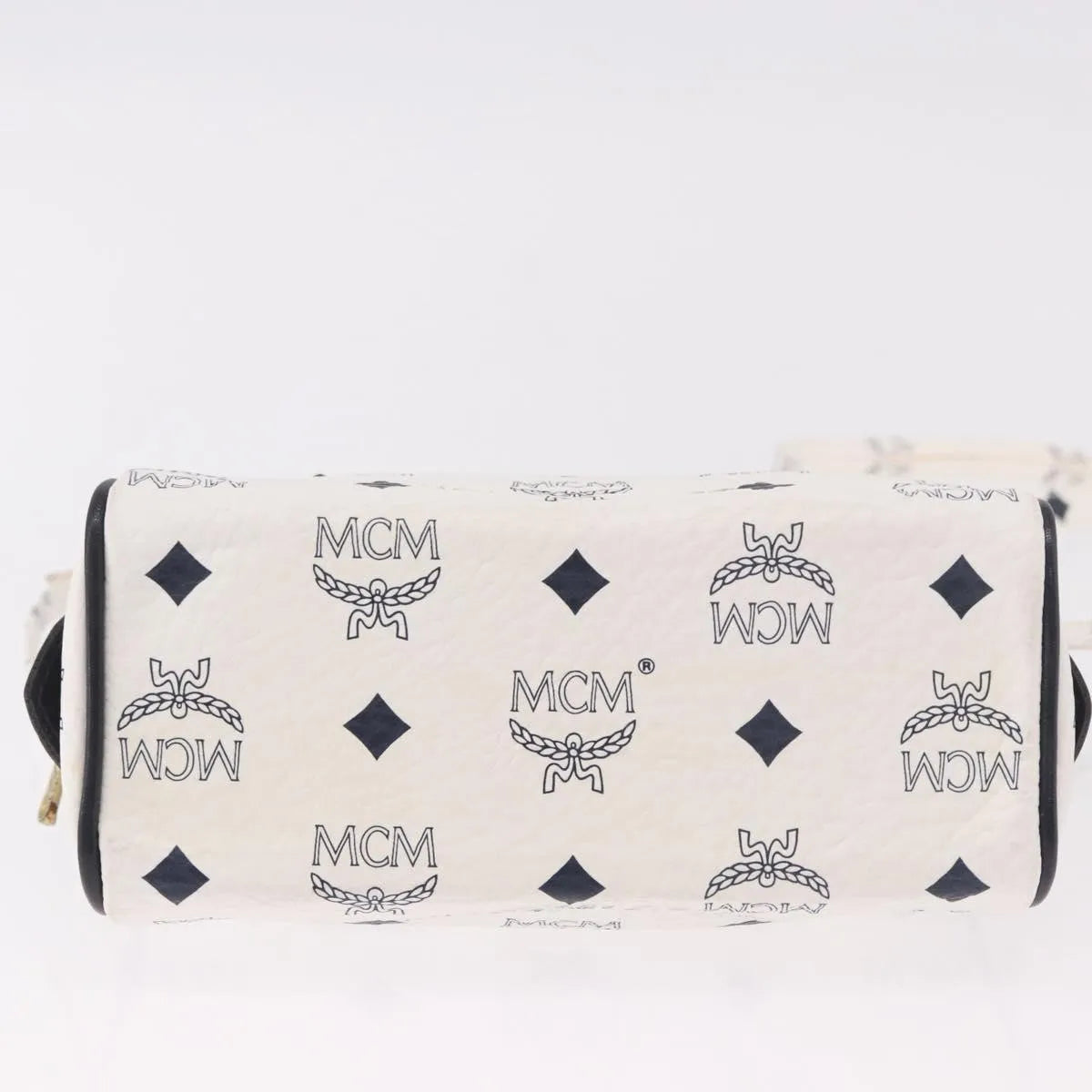 MCM Visetos Leather White Leather Handbag (Pre-Owned)