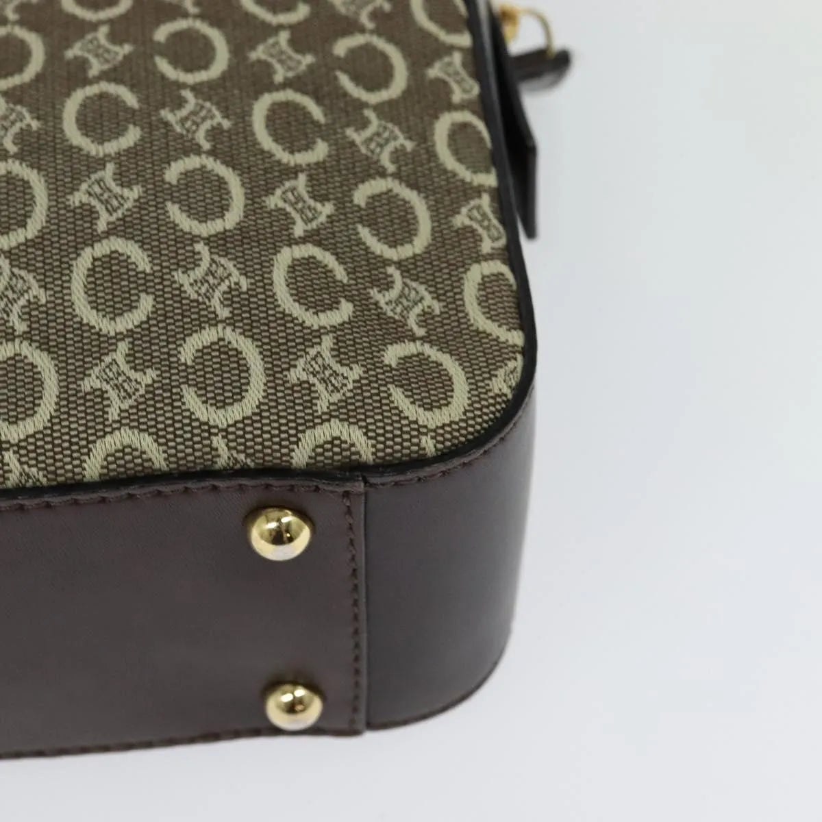 Celine C Macadam Handbag Canvas Gray Canvas Handbag (Pre-Owned)