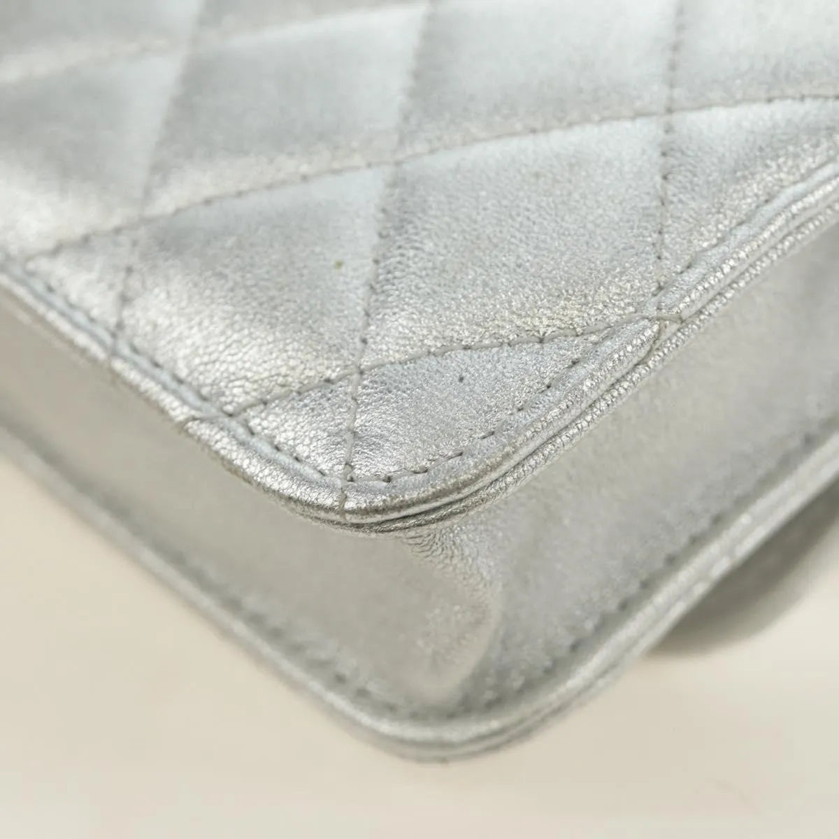 Chanel Cc Star Flap Chain Belt Quilted Lambskin Silver Leather Clutche & Pouche Bag (Pre-Owned)