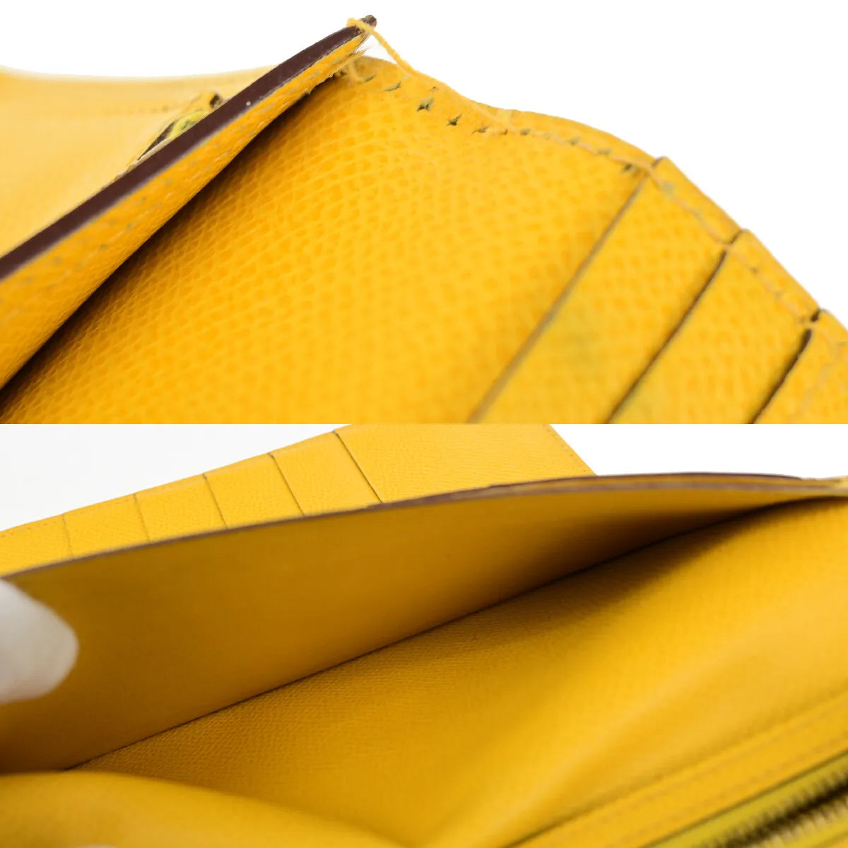 Hermes Bearn Trifold Epsom Yellow Leather Wallets Accessory (Pre-Owned)