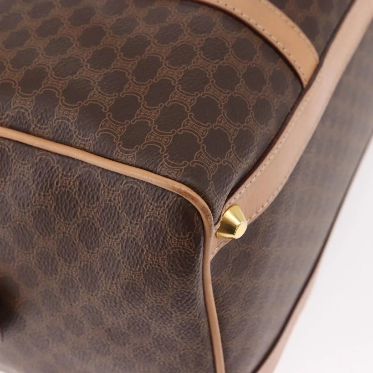 Celine Vintage Macadam Boston Canvas And Leather Brown Pvc Handbag (Pre-Owned)