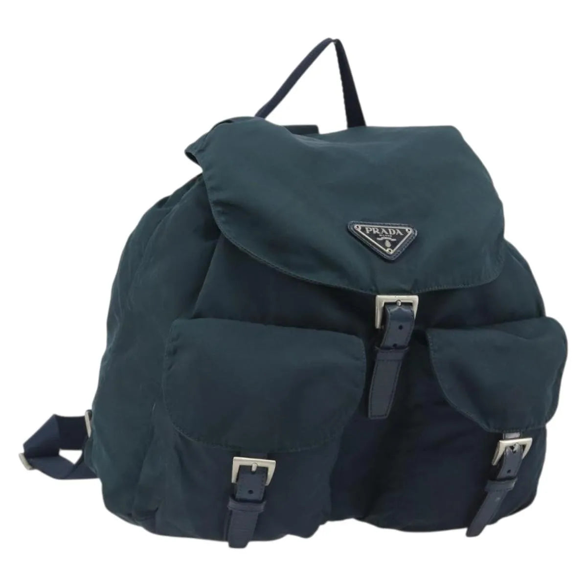Prada Double Front Pocket Tessuto Navy Nylon Backpack Bag (Pre-Owned)