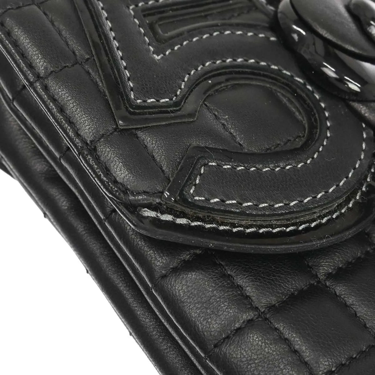 Chanel Camellia No.5 Chain Flap Quilted Lambskin Black Leather Shoulder Bag Bag (Pre-Owned)