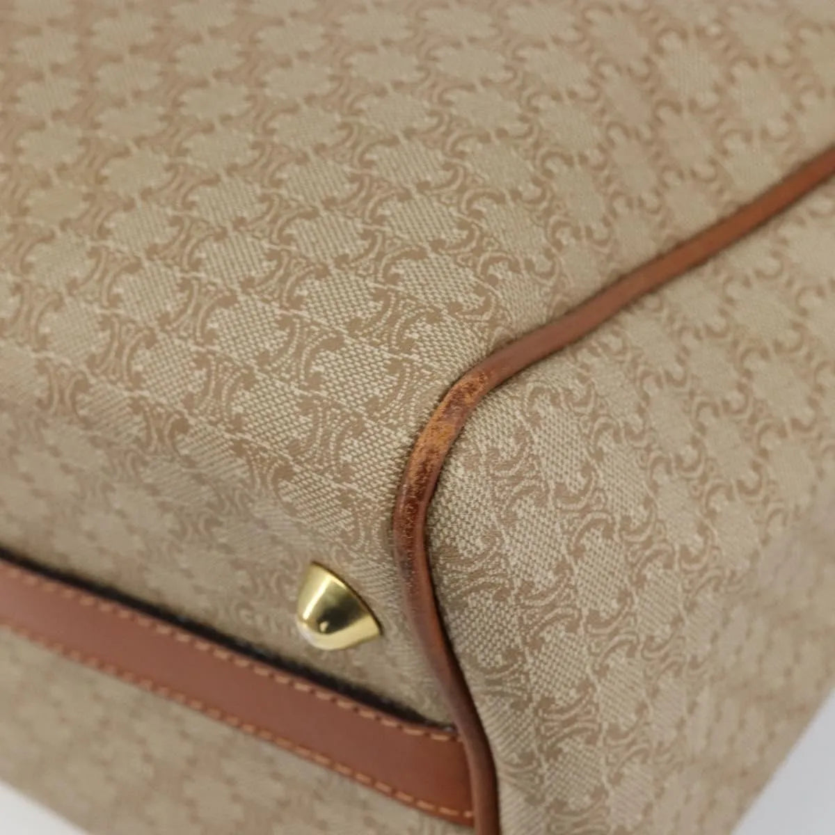 Celine Vintage Macadam Canvas Beige Canvas Handbag (Pre-Owned)