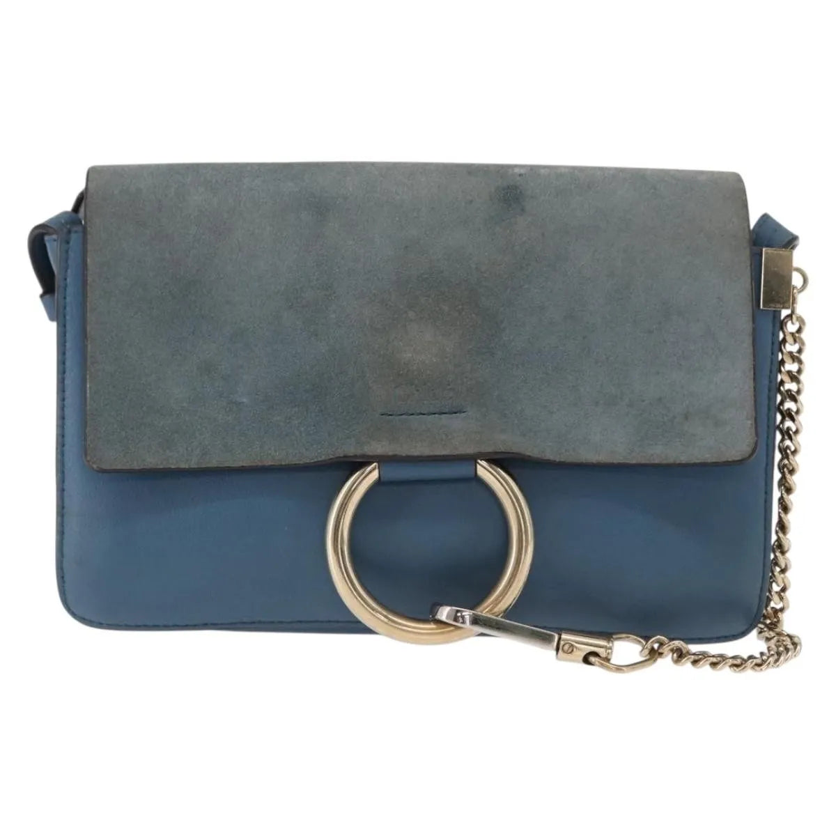 Chloe Faye Leather And Suede Blue Suede Shoulder Bag Bag (Pre-Owned)