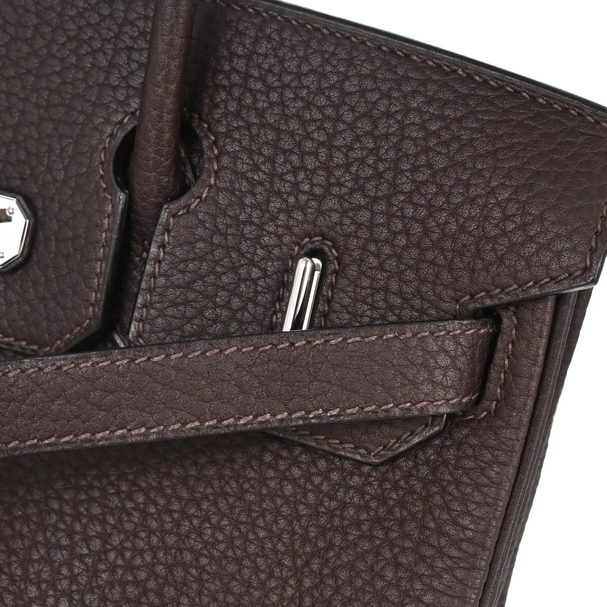 Hermes Hac Birkin Black Fjord With Palladium Hardware Brown Leather Handbag (Pre-Owned)