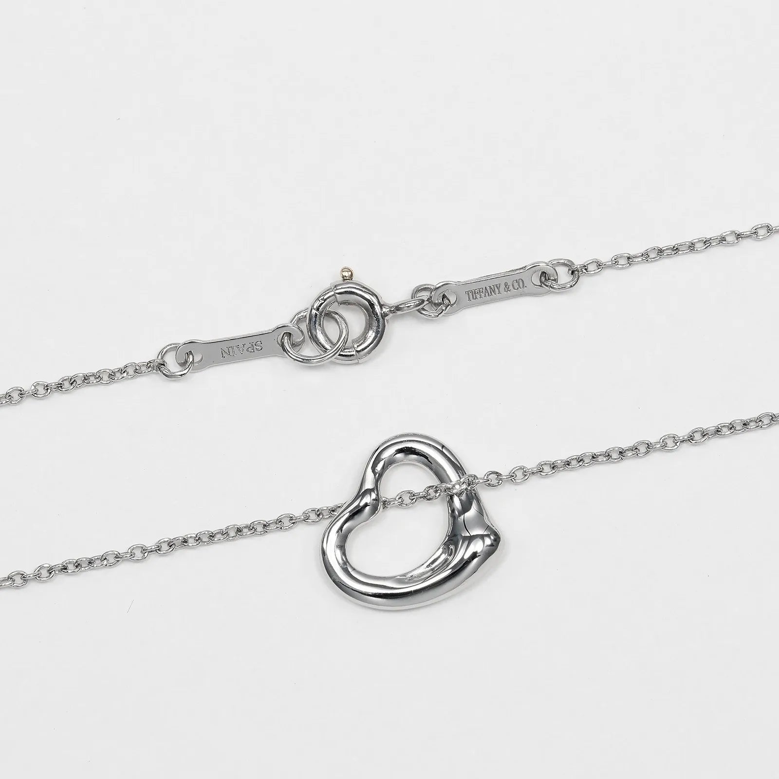 Tiffany & Co. Elsa Peretti Open Heart Pendant Platinum Silver Platinum Necklace Jewelry (Pre-Owned)