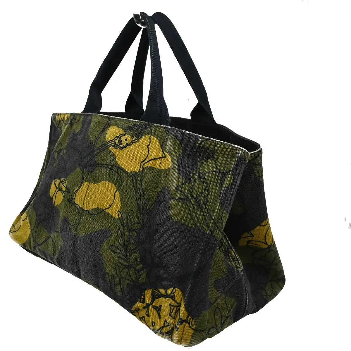 Prada Canapa Tote Printed Canvas Green Canvas Tote Bag Bag (Pre-Owned)