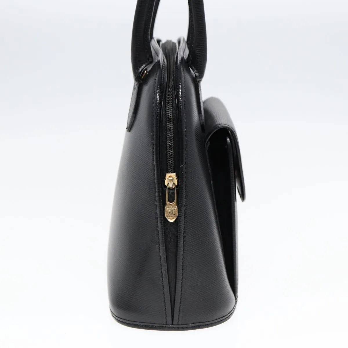 Celine Circle Logo Leather Black Leather Handbag (Pre-Owned)