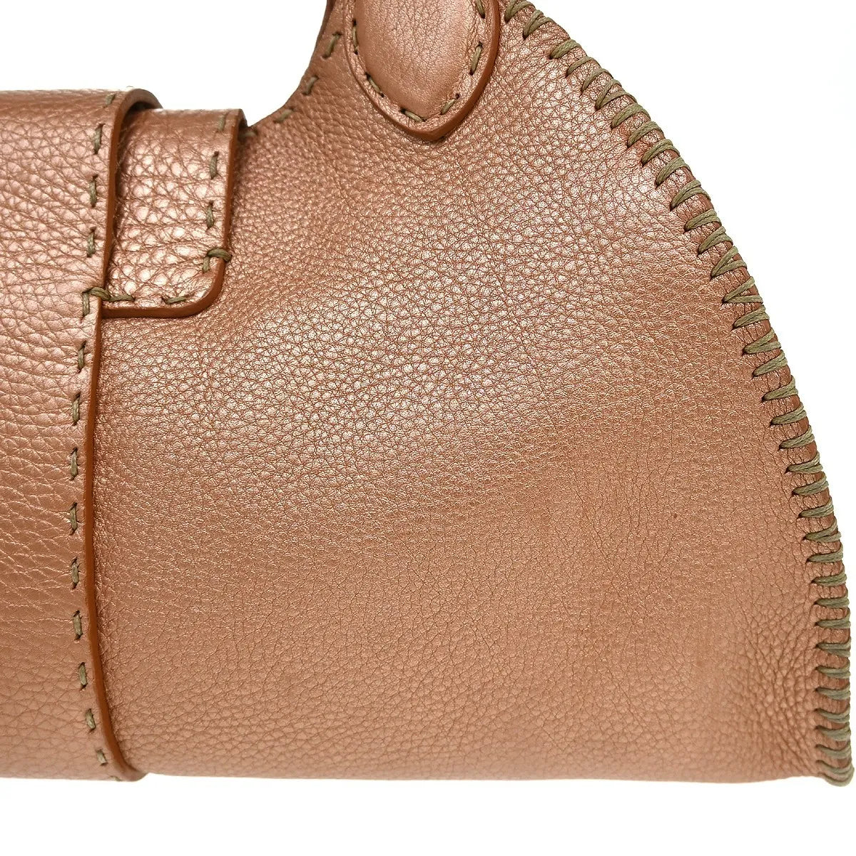 Fendi Selleria Linda Satchel Pebbled Leather Pink Leather Handbag (Pre-Owned)