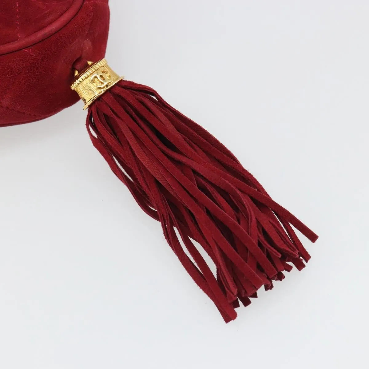 Chanel Vintage Diamond Tassel Quilted Suede Red Suede Shoulder Bag Bag (Pre-Owned)