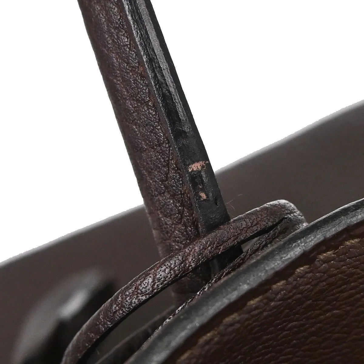 Hermes Hac Birkin Black Fjord With Palladium Hardware Brown Leather Handbag (Pre-Owned)