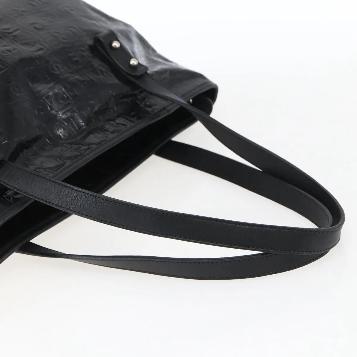 Salvatore Ferragamo Vintage Patent Leather Black Patent_Leather Tote Bag Bag (Pre-Owned)