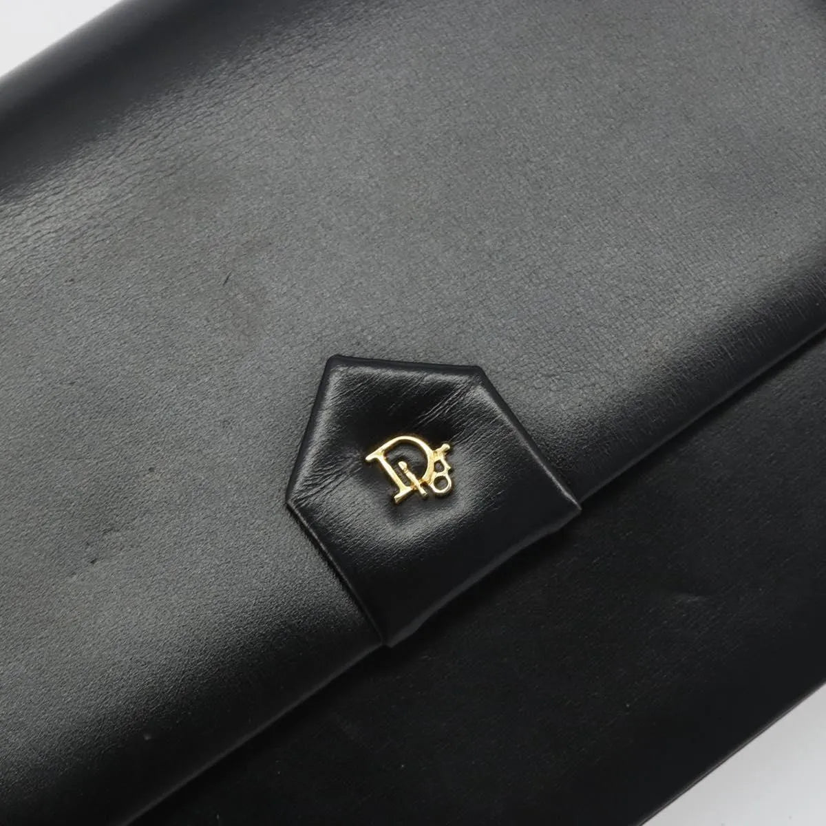 Christian Dior Vintage Clipper Closure Clutch With Logo Leather Black Leather Crossbody Bag Bag (Pre-Owned)