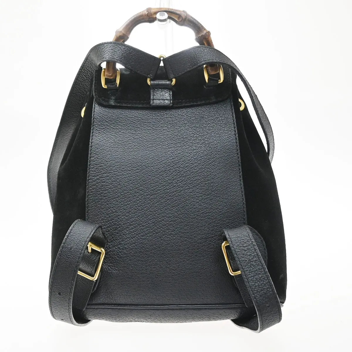 Gucci Vintage Bamboo Suede Black Suede Backpack Bag (Pre-Owned)