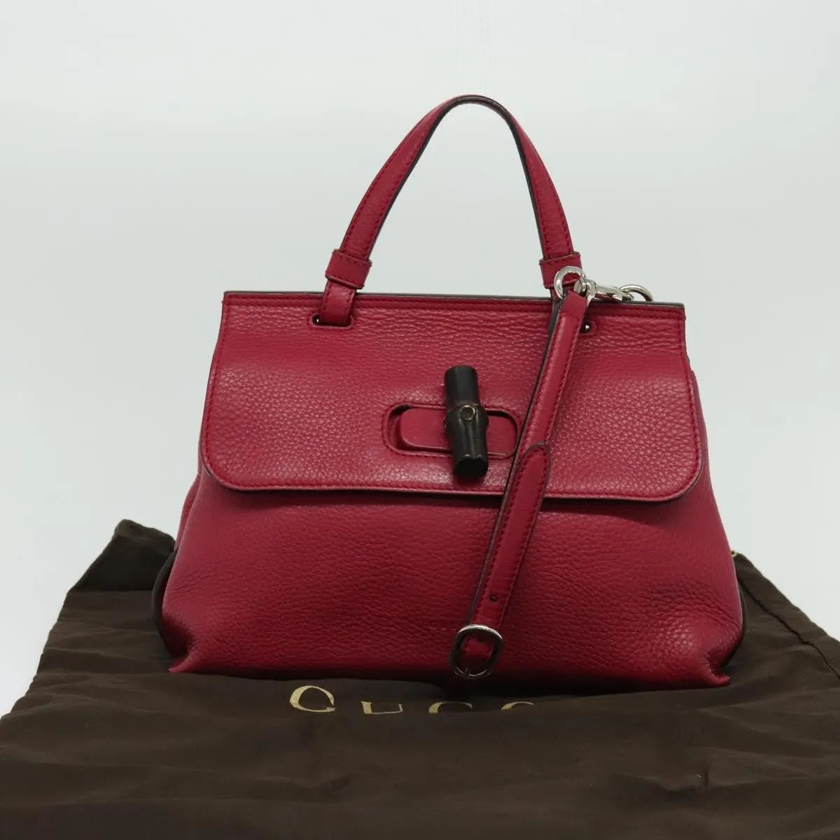 Gucci Bamboo Daily Top Handle Leather Pink Leather Shoulder Bag Bag (Pre-Owned)
