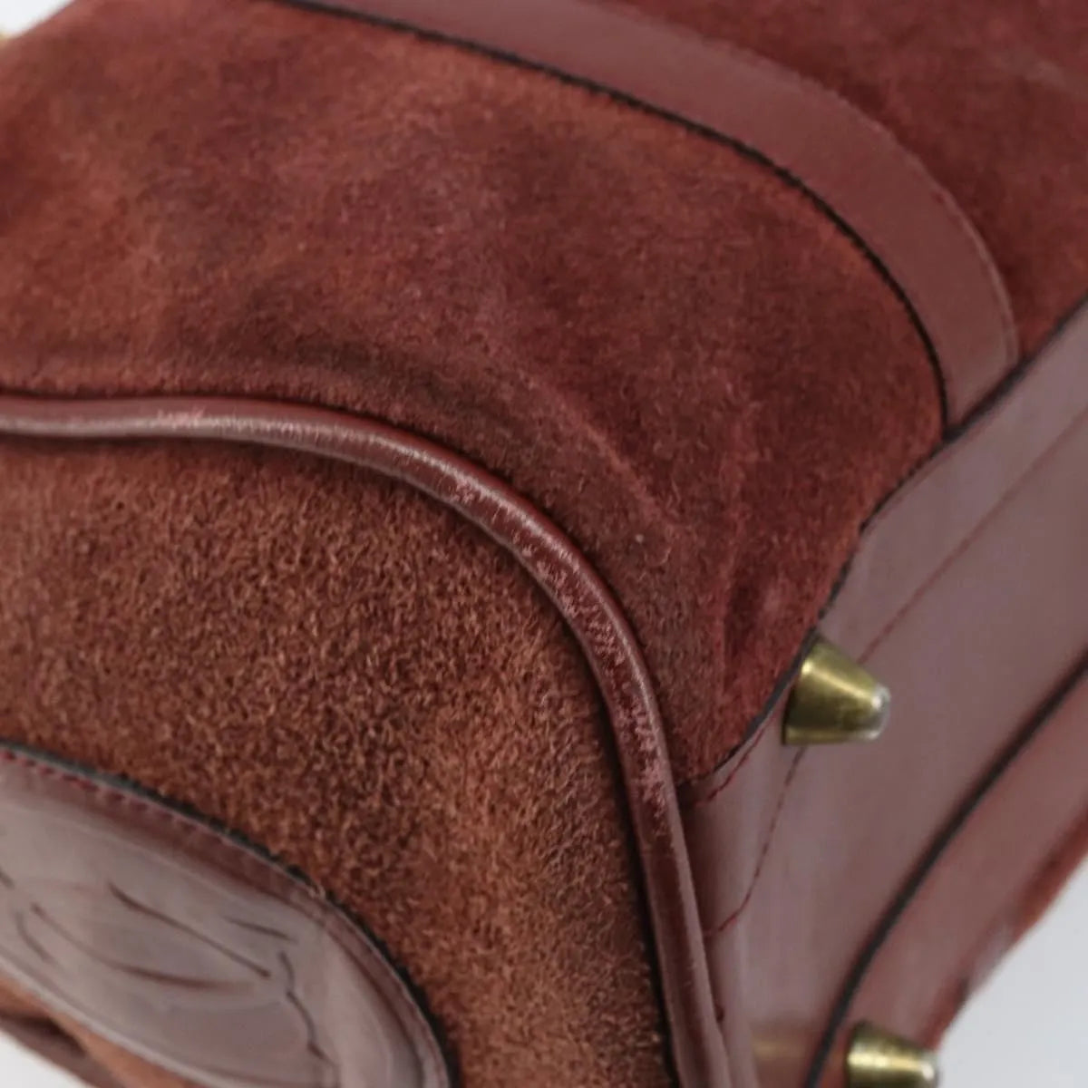 Cartier Must De Cartier Suede Burgundy Suede Handbag (Pre-Owned)