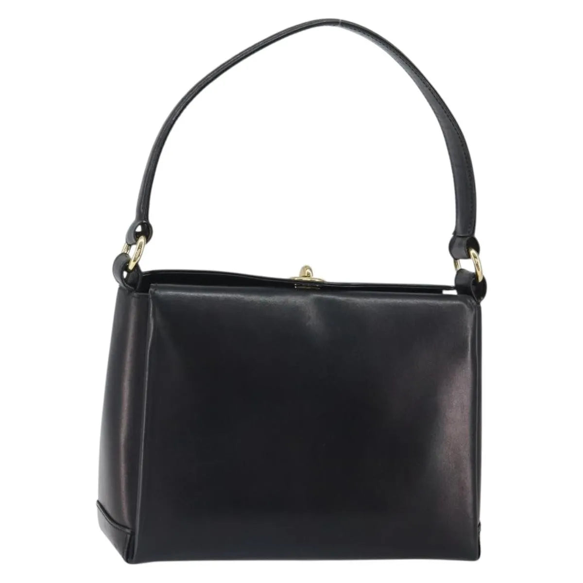 Gucci Vintage Convertible Box Leather Black Leather Handbag (Pre-Owned)