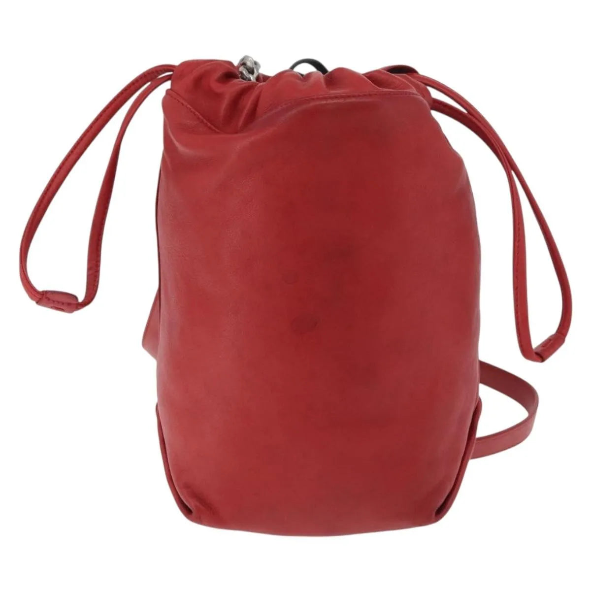 Saint Laurent Teddy Bucket Leather Red Leather Shoulder Bag Bag (Pre-Owned)