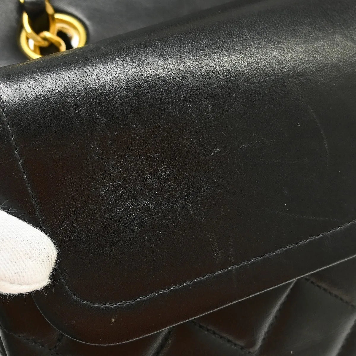 Chanel Timeless - Classic Double Flap Quilted Lambskin Black Leather Shoulder Bag Bag (Pre-Owned)