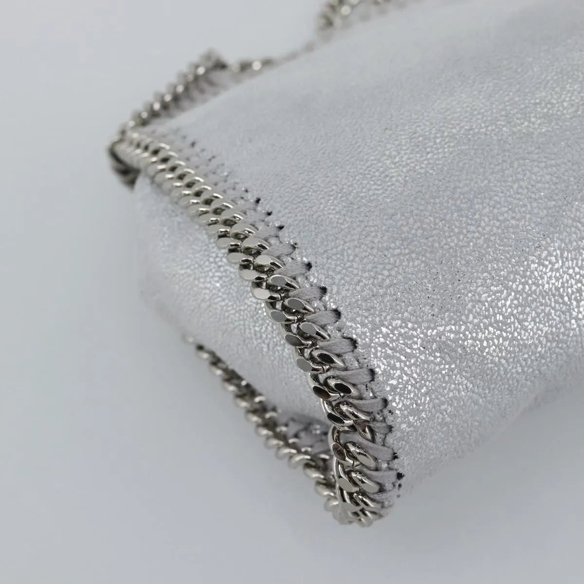 Stella Mccartney Falabella Fold Over Faux Leather Silver Polyester Shoulder Bag Bag (Pre-Owned)