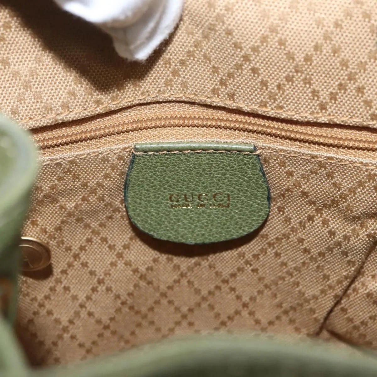 Gucci Gucci Bamboo Daim Khaki Leather Backpack Bag (Pre-Owned)