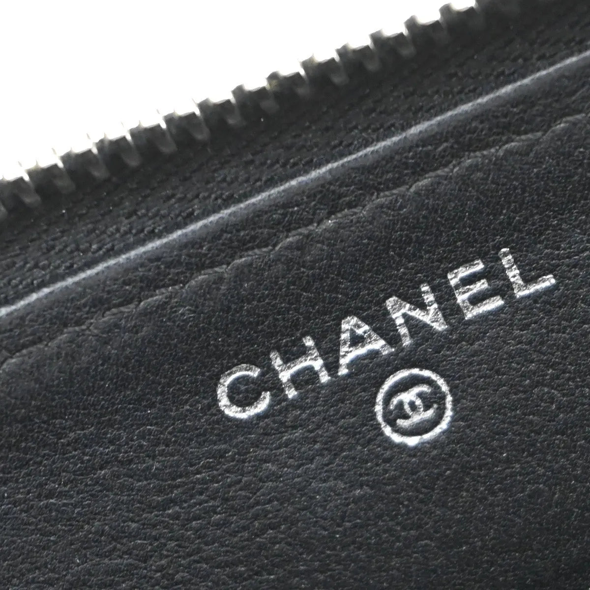 Chanel Cc Charm Zip Around Quilted Lambskin Black Leather Wallets Accessory (Pre-Owned)
