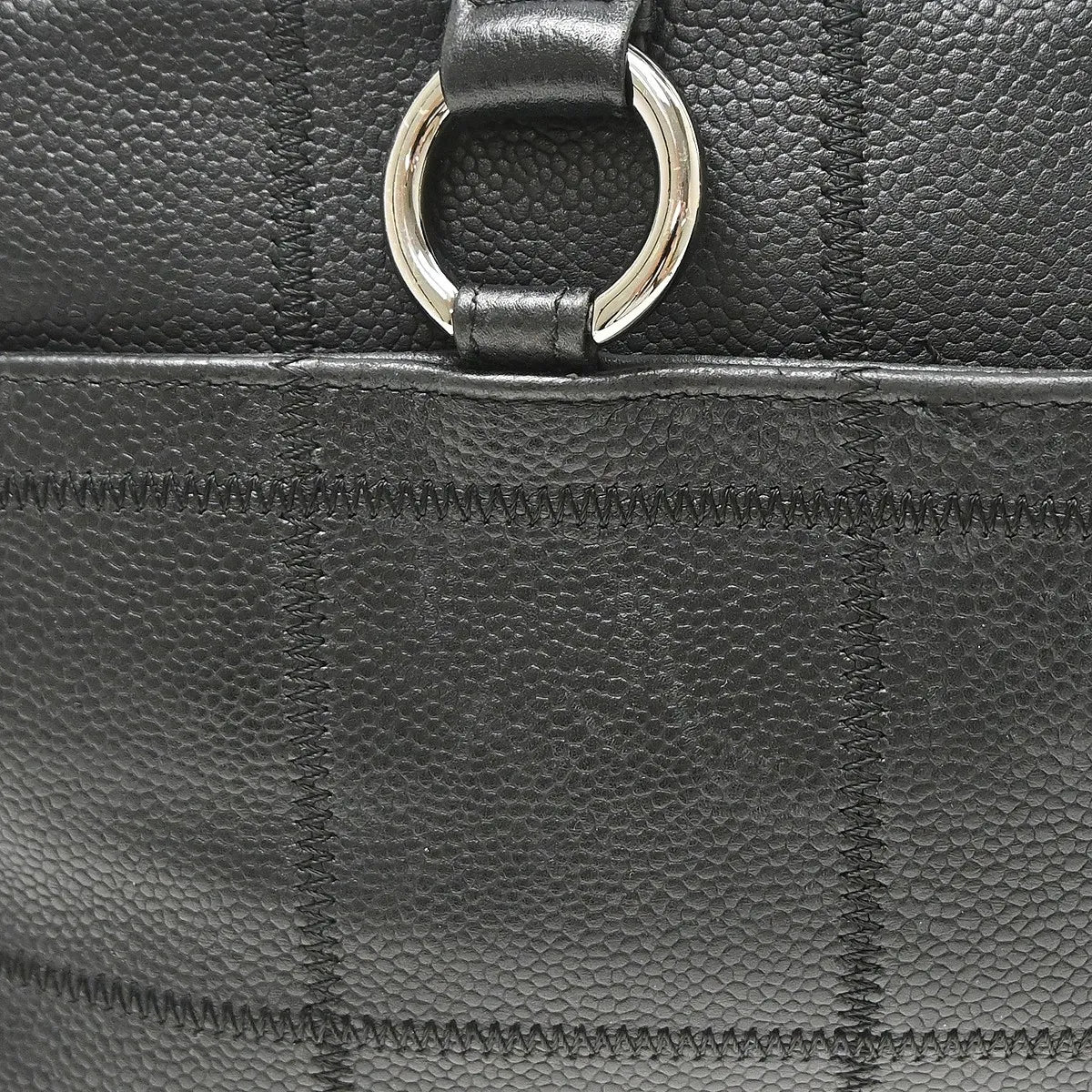 Chanel Square Stitch Cc Boston Quilted Caviar Black Leather Handbag (Pre-Owned)