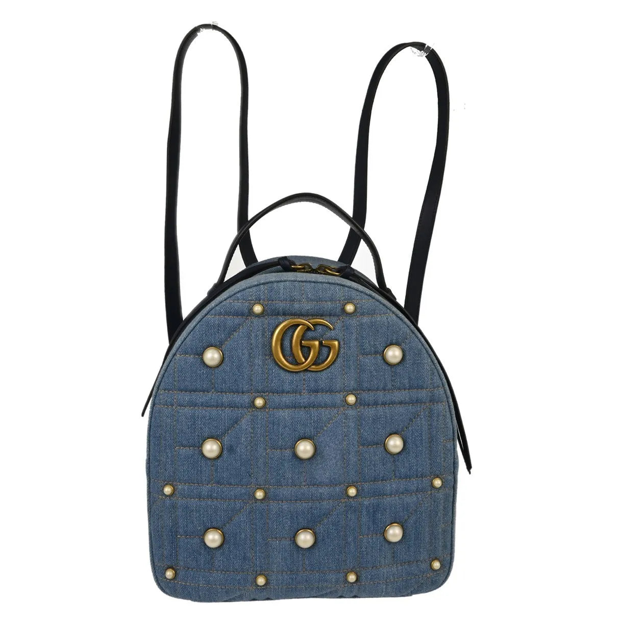 Gucci Backpack Embellished Wool Blue Denim_Jeans Backpack Bag (Pre-Owned)