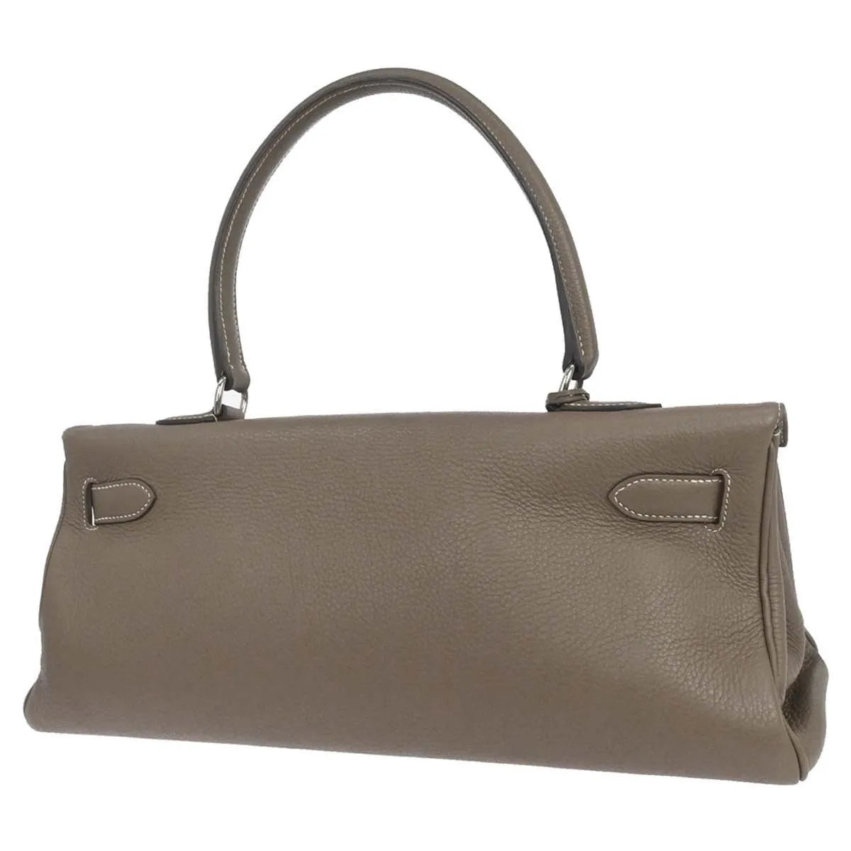 Hermes Shoulder Kelly Clemence Gray Leather Handbag (Pre-Owned)