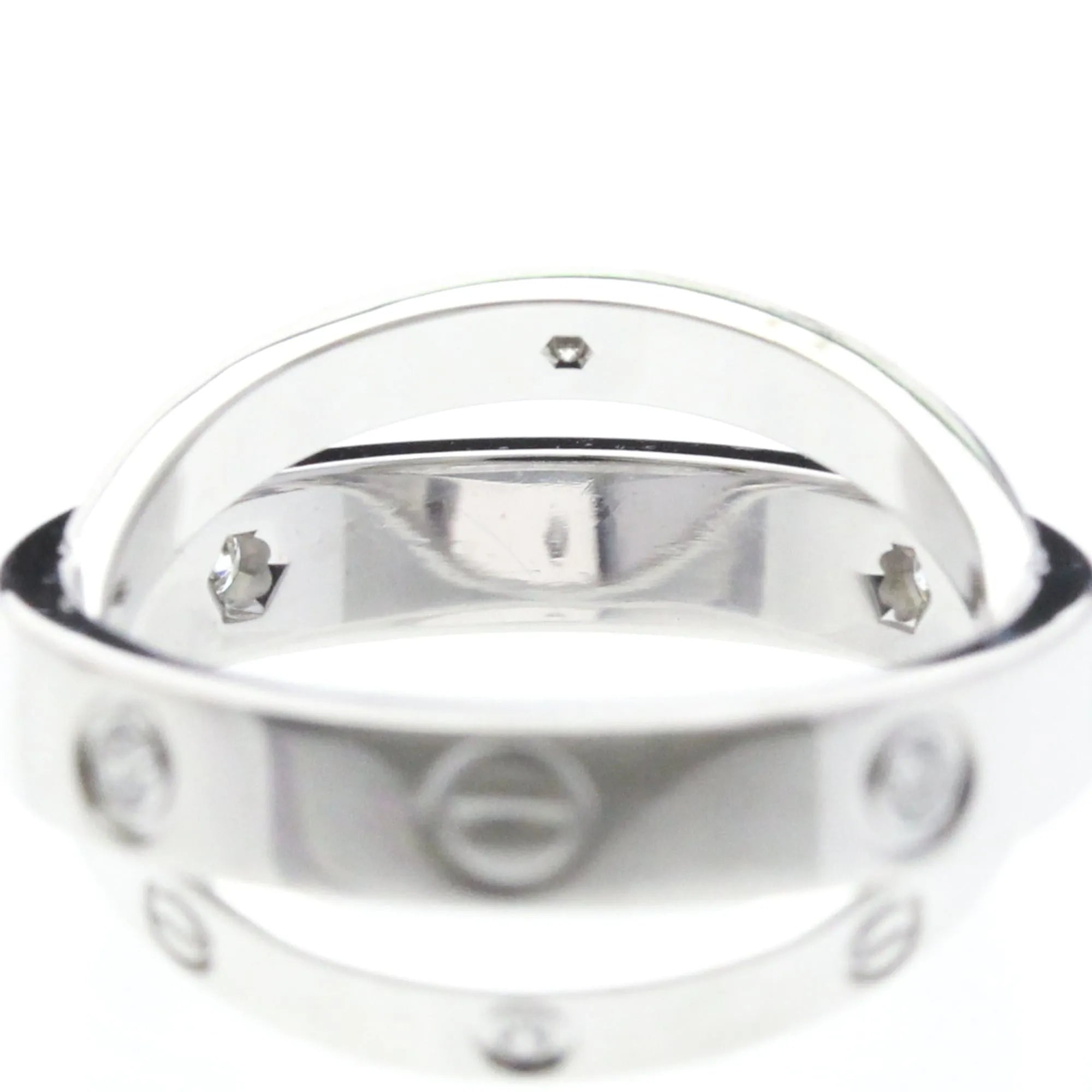 Cartier Be Love 18K White Gold With Diamonds Silver White_Gold Ring Jewelry (Pre-Owned)